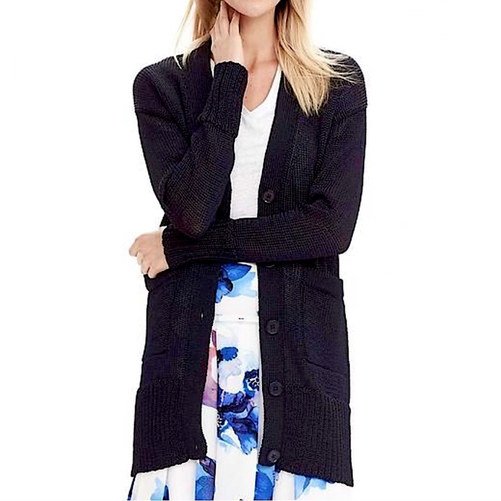 Banana Republic Metallic Navy Boyfriend Cardigan